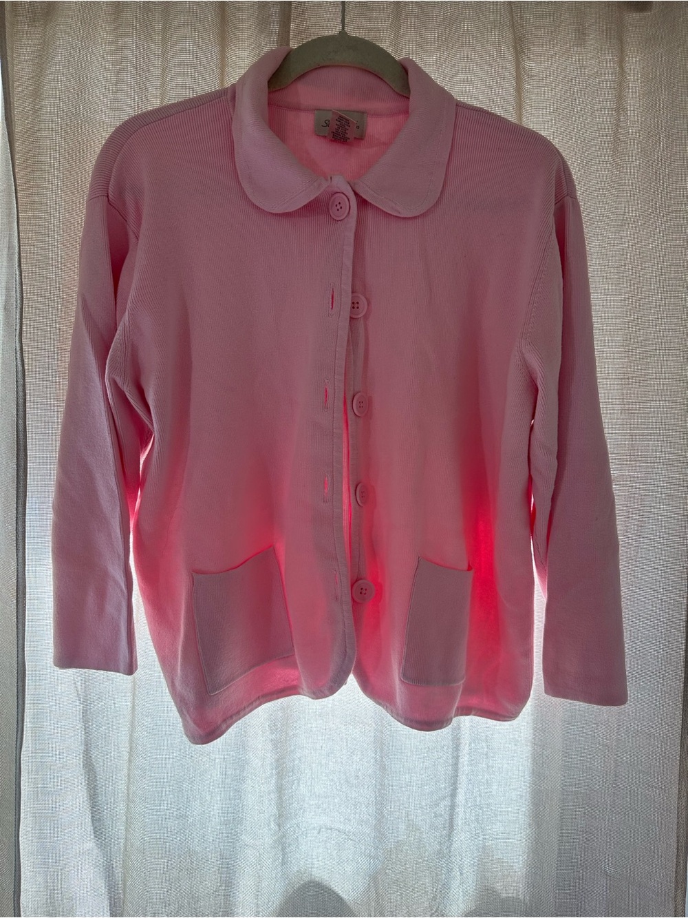 Pink Button-Up Cardigan with Collar Size XL